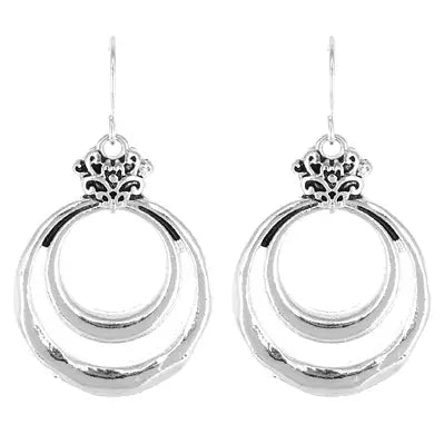 Filigree Double Layered Circle Metal Earrings