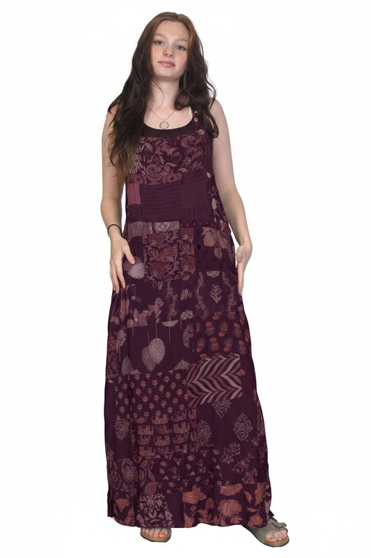 2308 Vintage Blue Sky Patchwork Dress: Eggplant