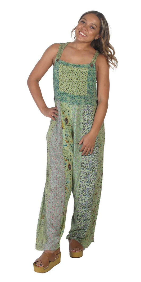 Patchwork Panel Overalls - Lavender, rayon, photo 2 of 2