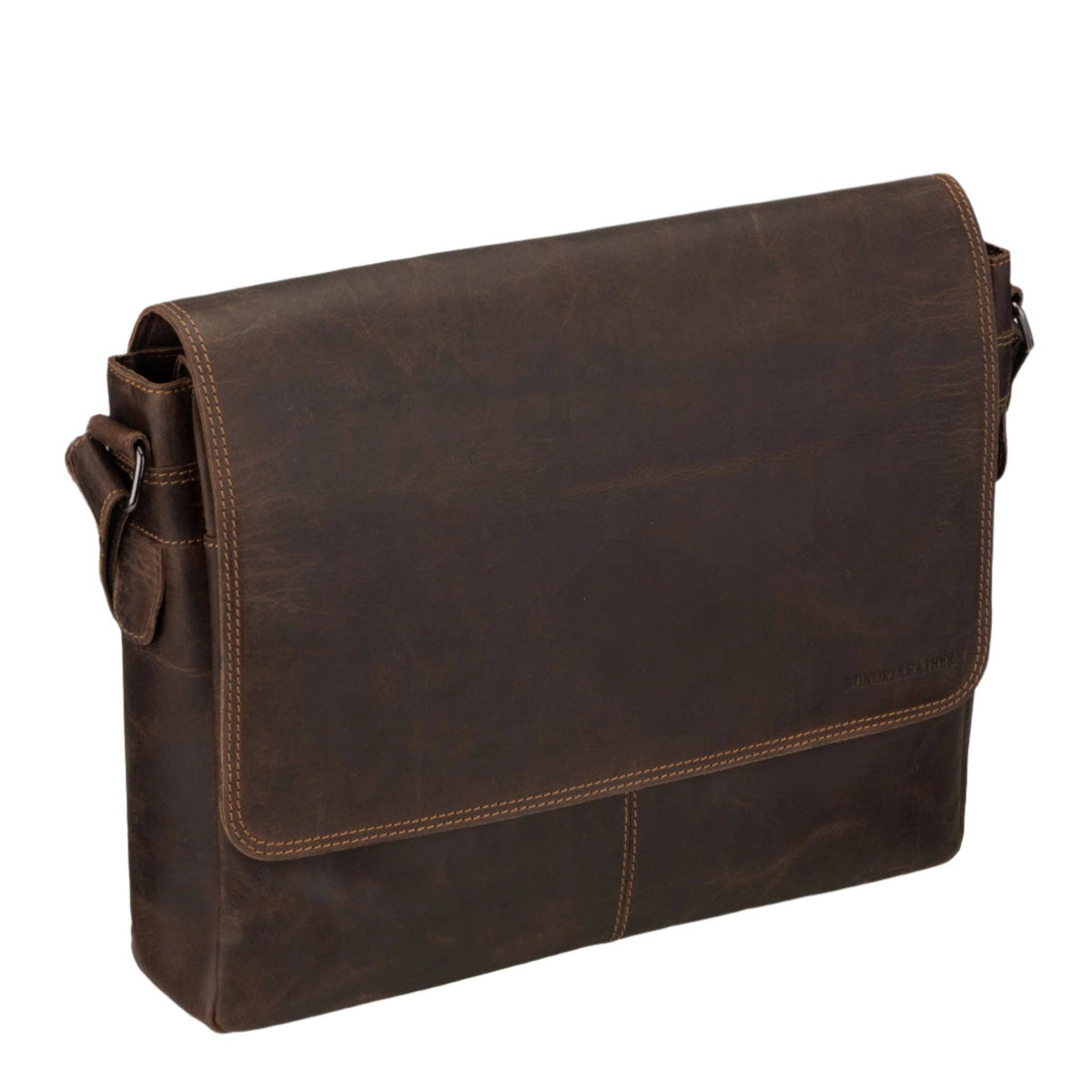 Richmond Full Grain Leather Laptop Messenger Bag 16 Inch for Men,  Work Bag, Brown
