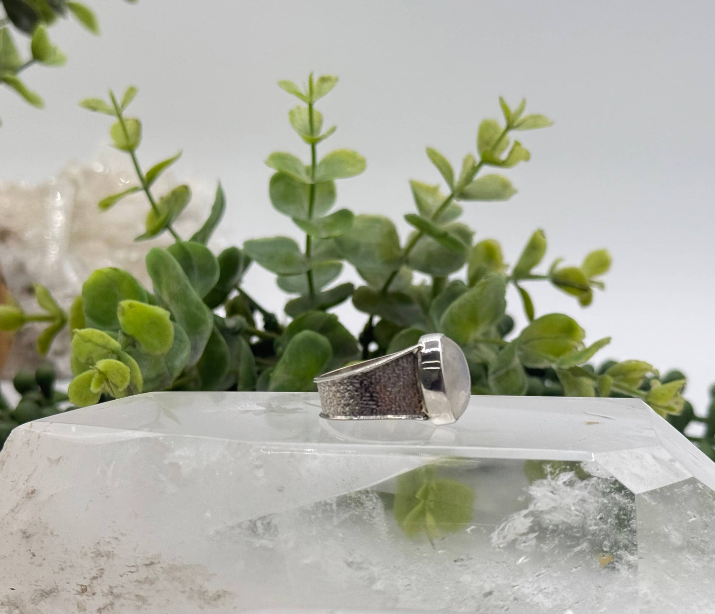 Rainbow Moonstone Sterling Silver Ring Size 11