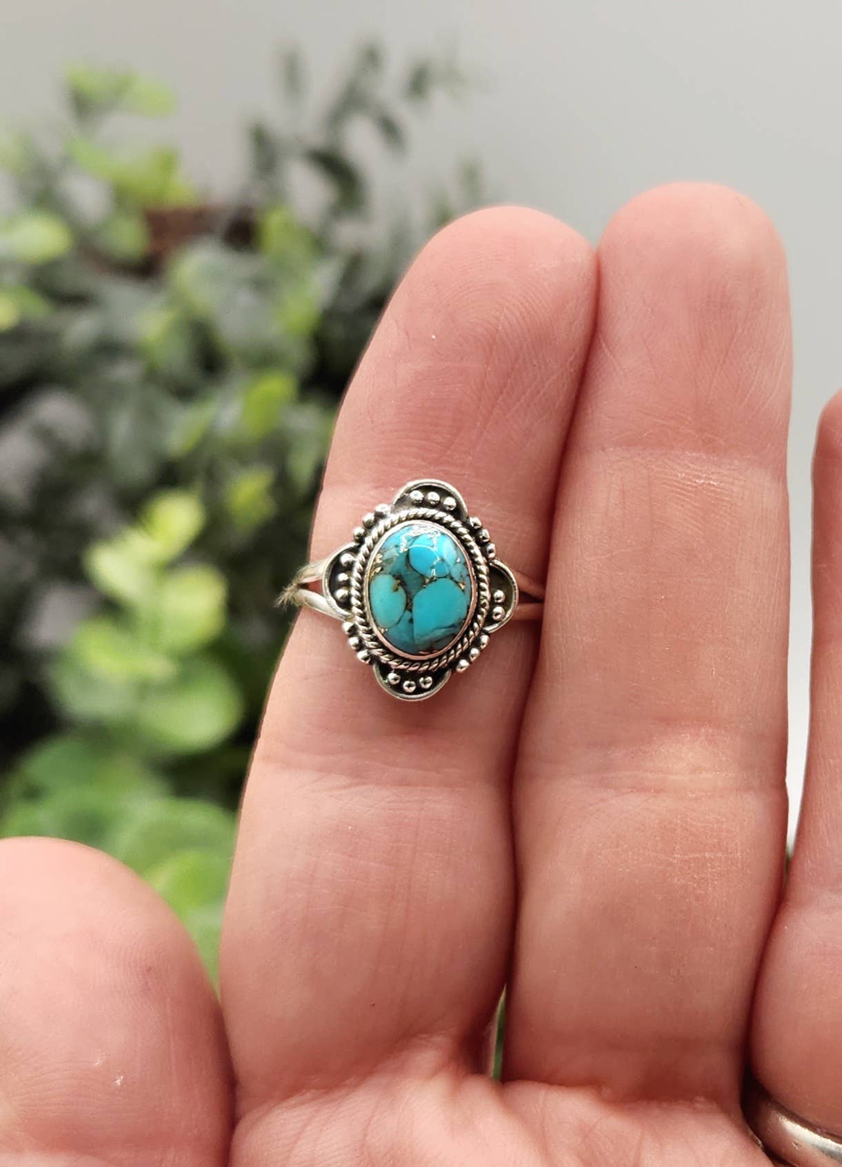 Turquoise/Copper Sterling Silver Ring Size 6