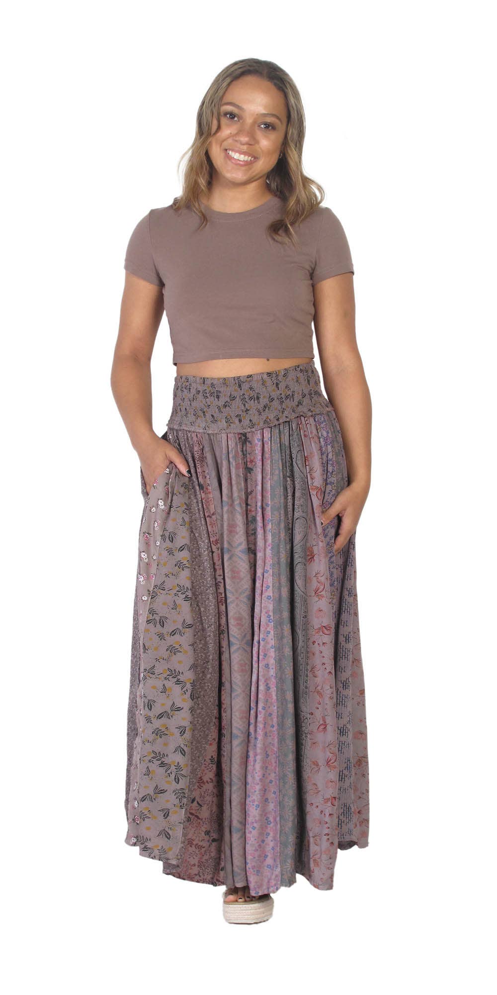 Long Panel Skirt: Mauve