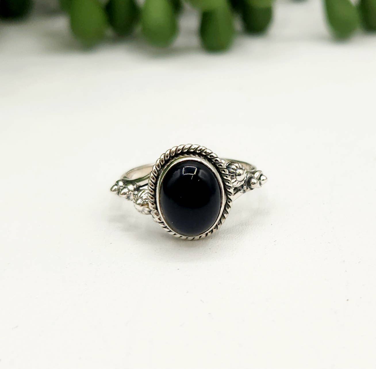 Black Onyx Sterling Silver/925 Ring Size 6