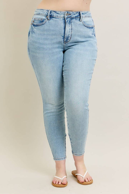 PLUS Mid Rise Tummy Control Vintage Wash Skinny