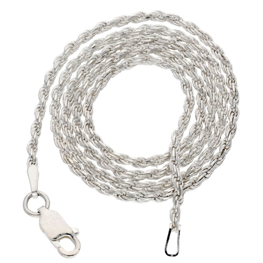 2mm Sterling Silver Diamond-Cut Rope Chain Necklace - 20", photo 1 of 4
