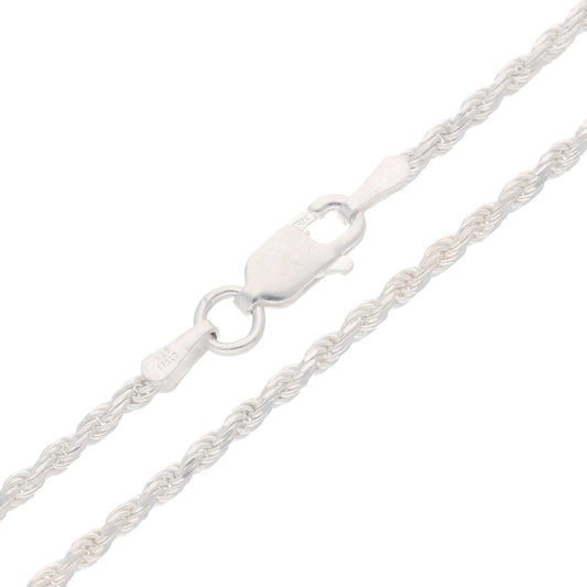 2mm Sterling Silver Diamond-Cut Rope Chain Necklace - 20", photo 2 of 4