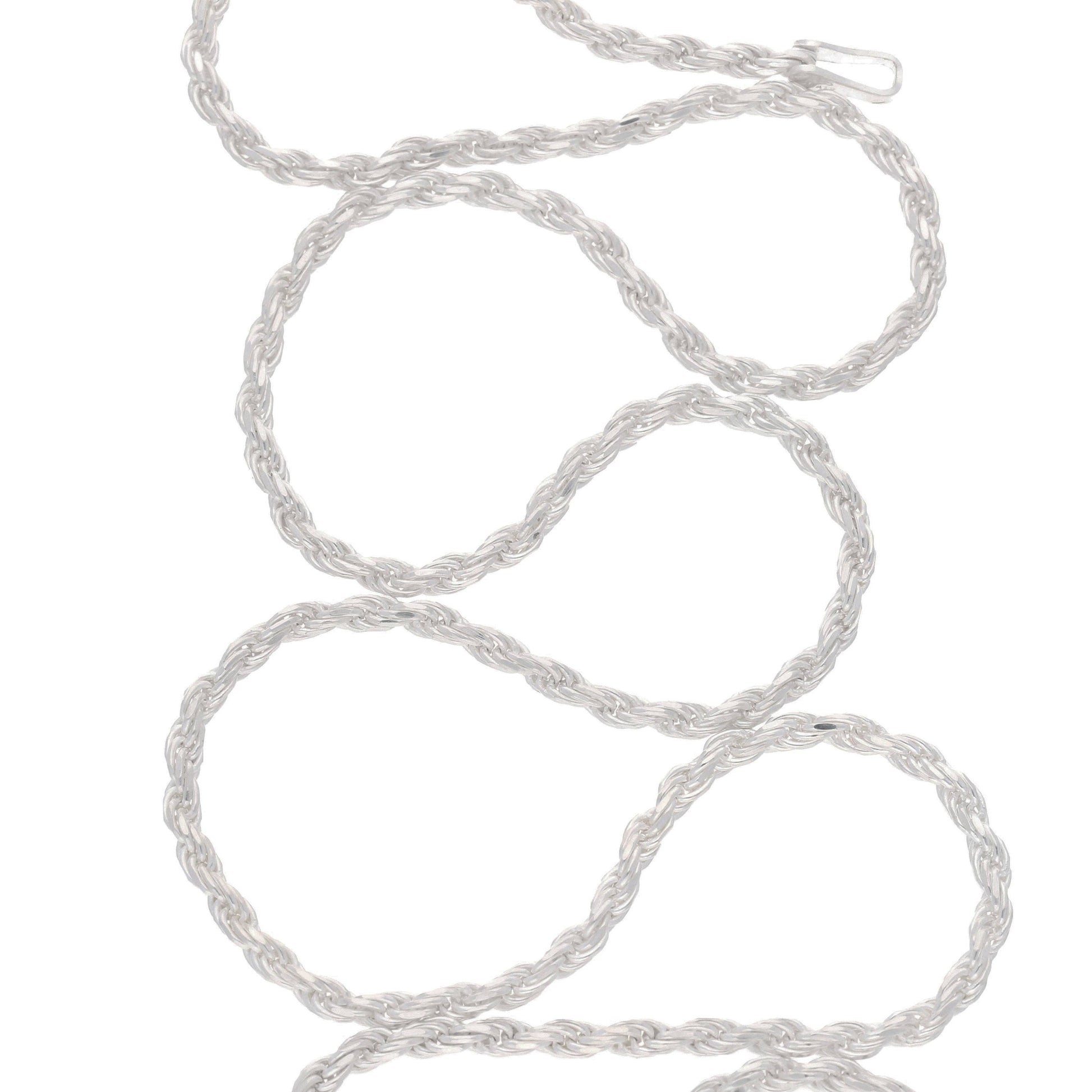 2mm Sterling Silver Diamond-Cut Rope Chain Necklace - 20", photo 3 of 4