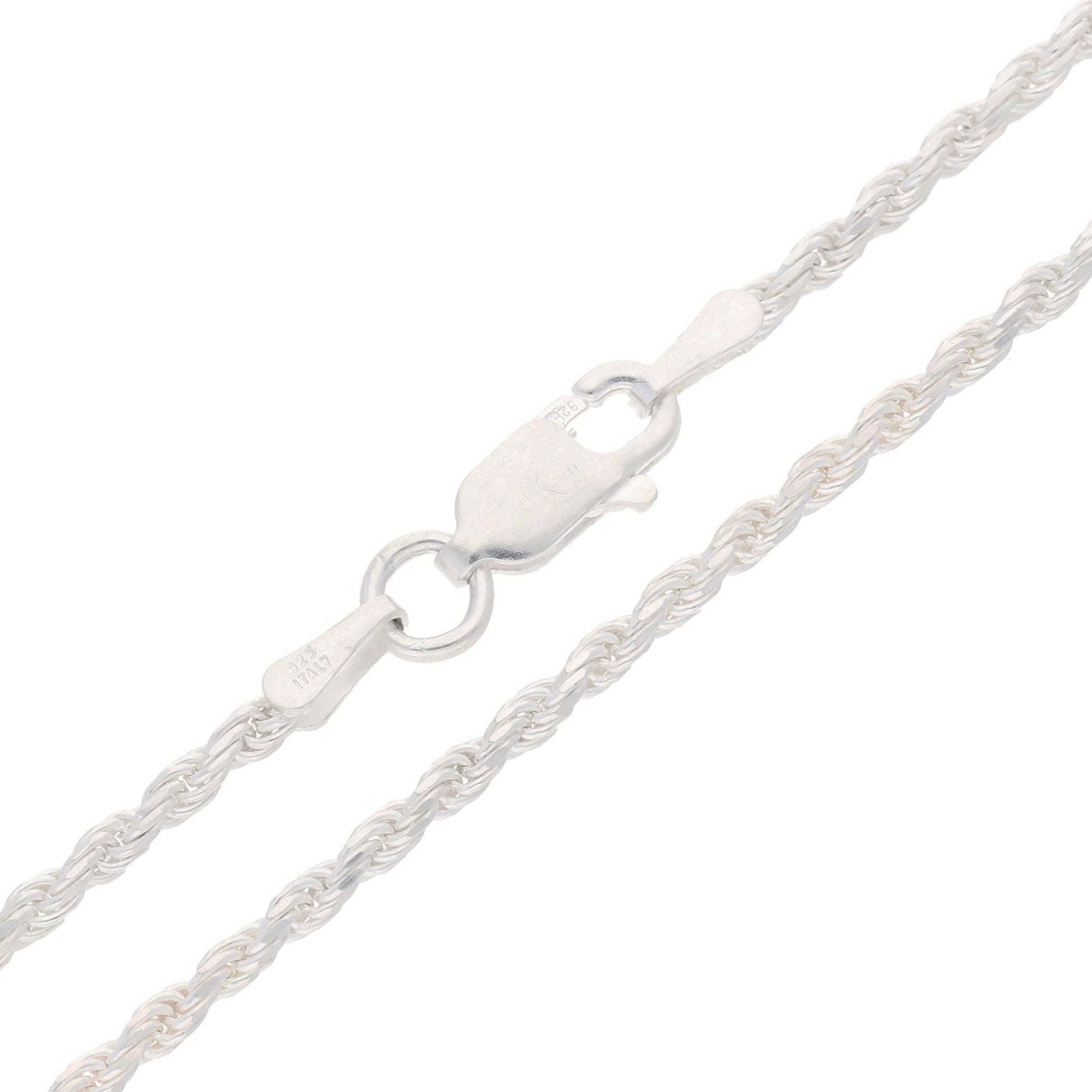 2mm Sterling Silver Diamond-Cut Rope Chain Necklace - 24", photo 2 of 4