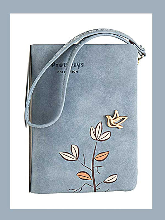 Haven blue vegan leather wristlet wallet