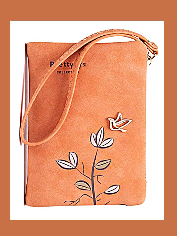 Haven orange vegan leather wristlet wallet