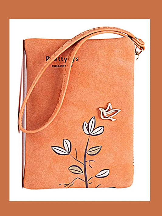 Haven orange vegan leather wristlet wallet