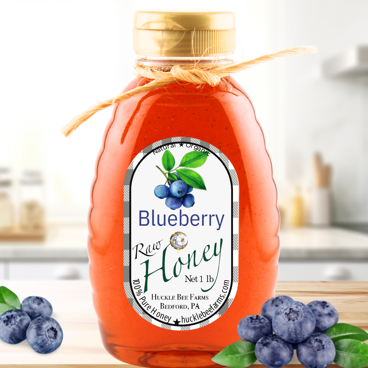 Blueberry Infused Raw Honey: 1 lb Bottle