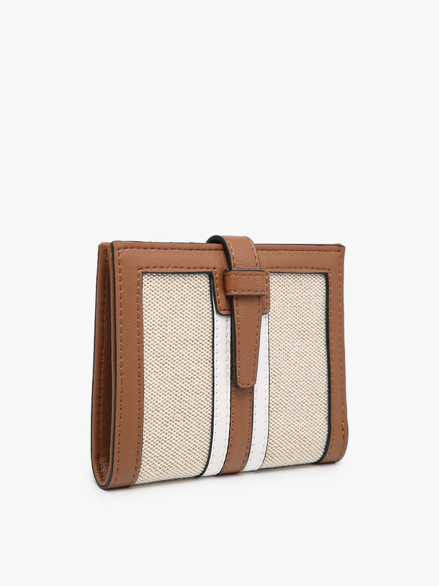 Bessie Canvas Striped Wallet: Brown/White