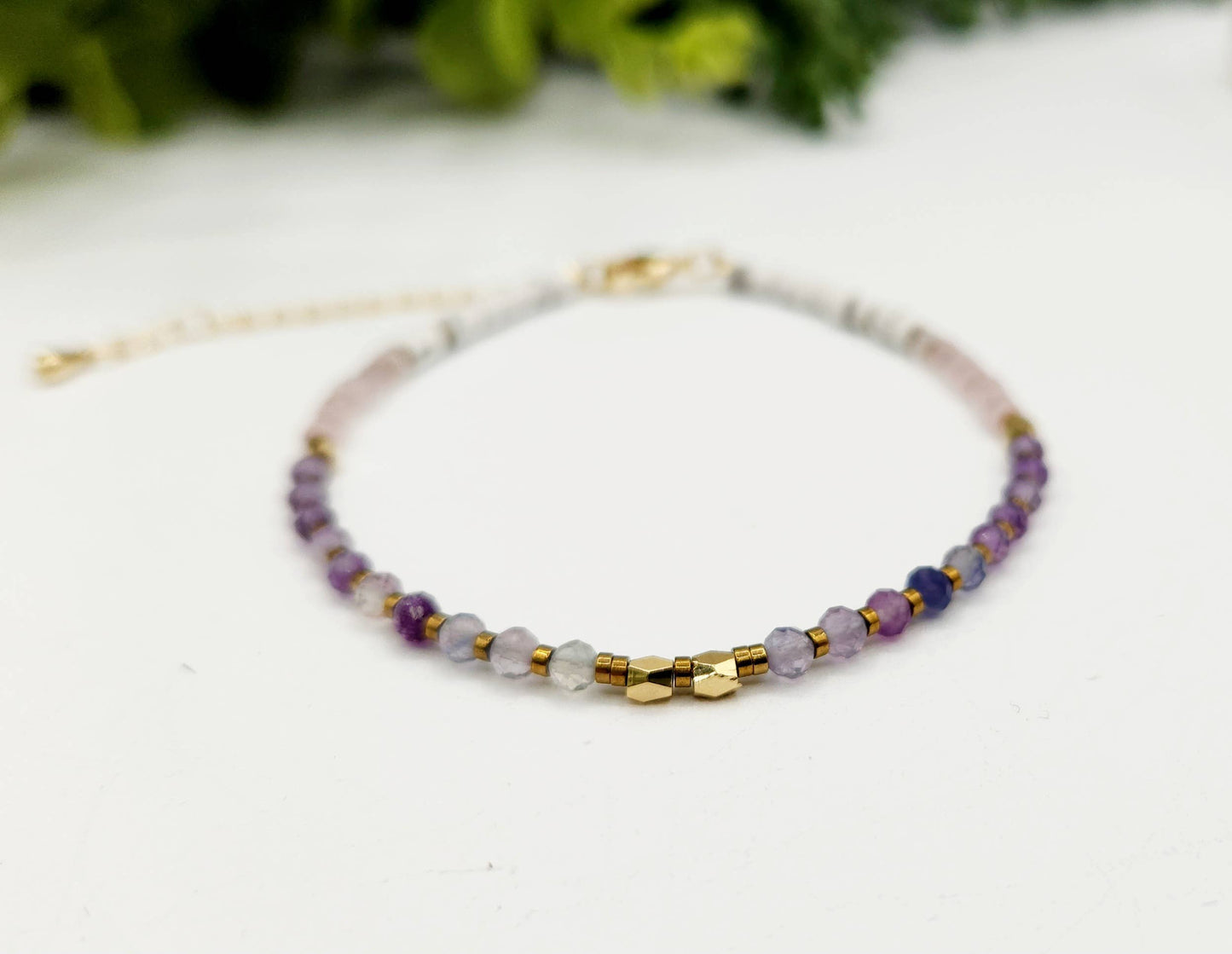 INNER PEACE-Fluorite/Amethyst/Rose Quartz/Howlite Bracelet