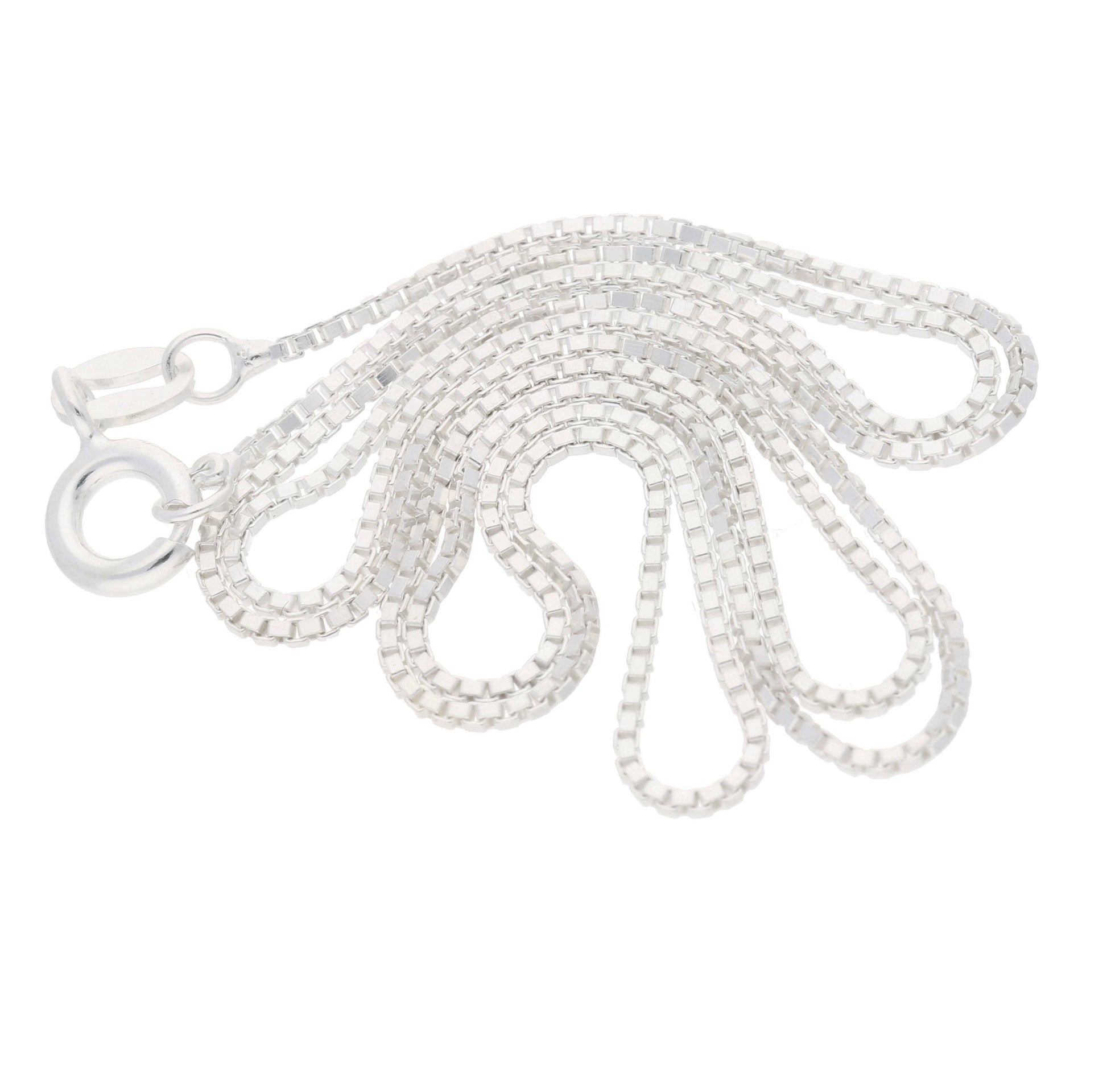 Italian 1mm Sterling Silver Box Link Chain Necklace: 18in