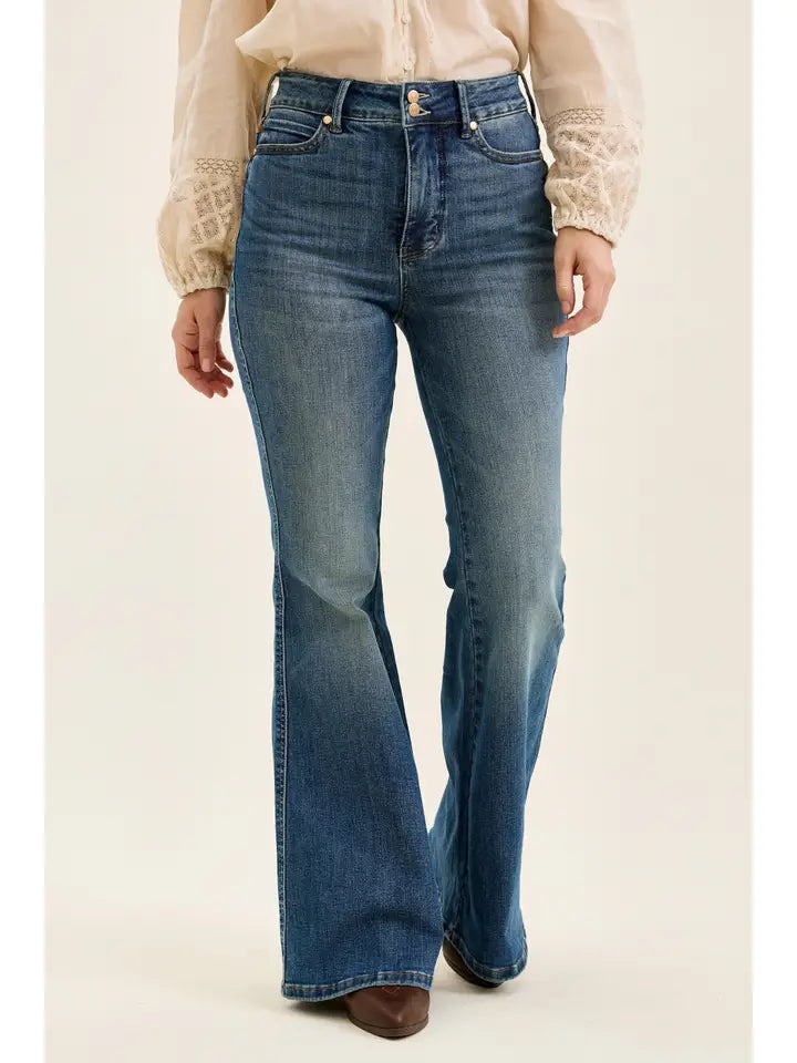 Judy Blue Hw T.C. Jaqueline Flare Dbl Btn + Shield Pkts