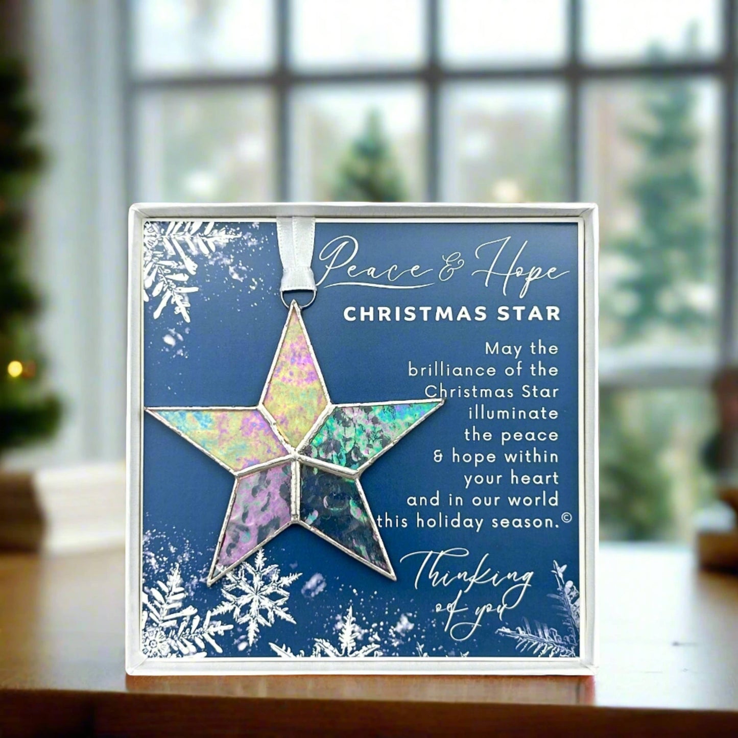 Peace & Hope Christmas Star Ornament Stained Glass 7728