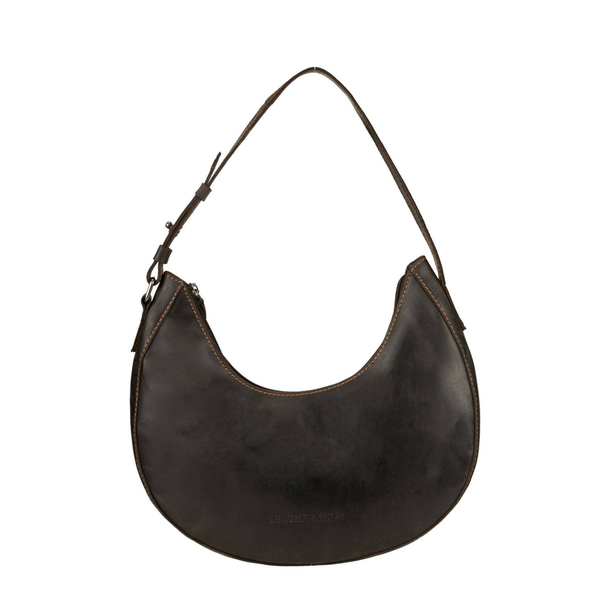 Selene Hobo Leather Shoulder Bag: Brown
