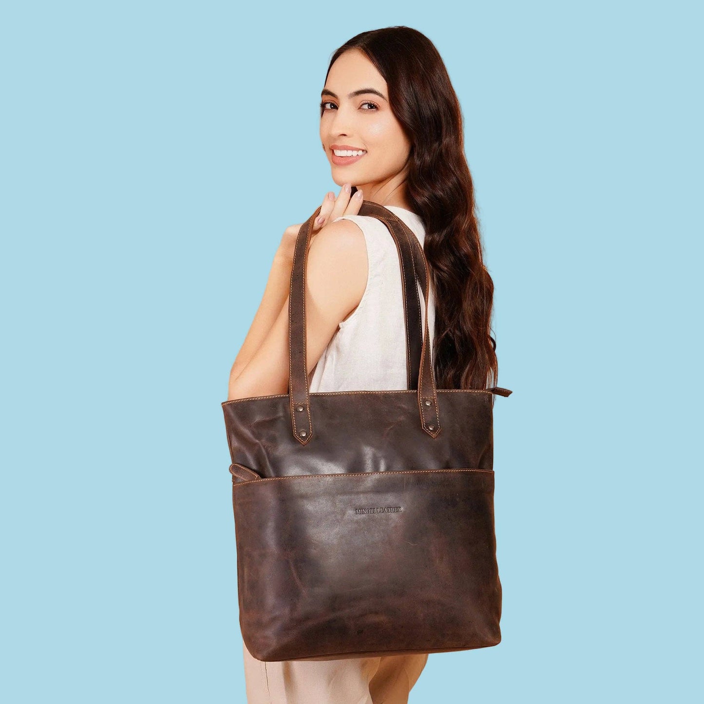 Rowan Leather Tote Bag – Women – Brown