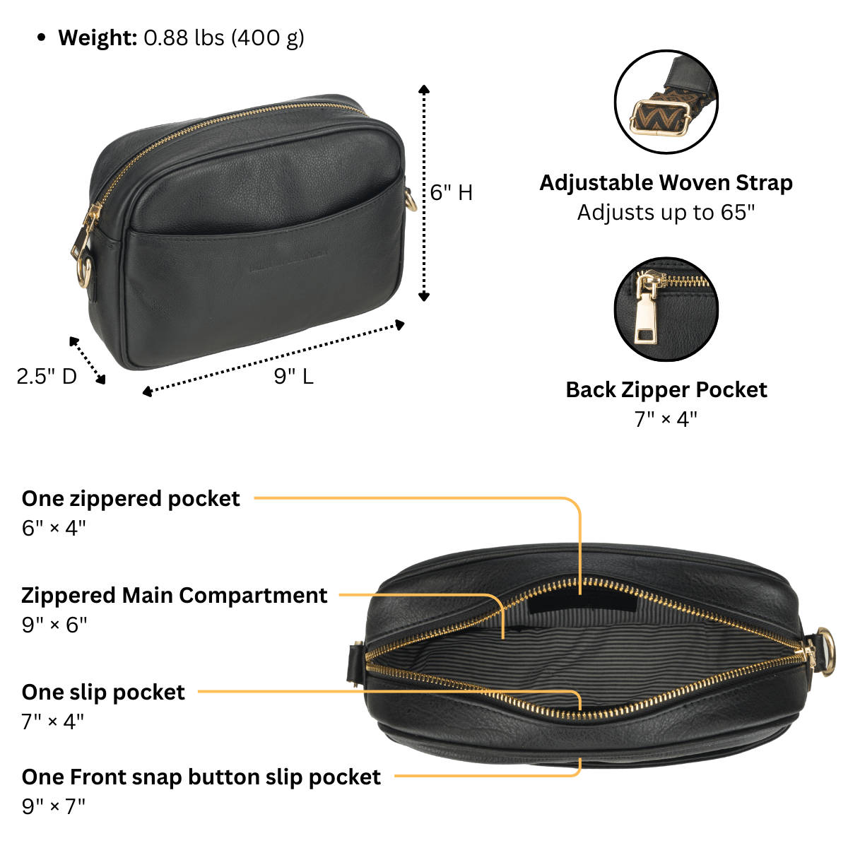 Evelyn Leather Crossbody Bag – Women – Black
