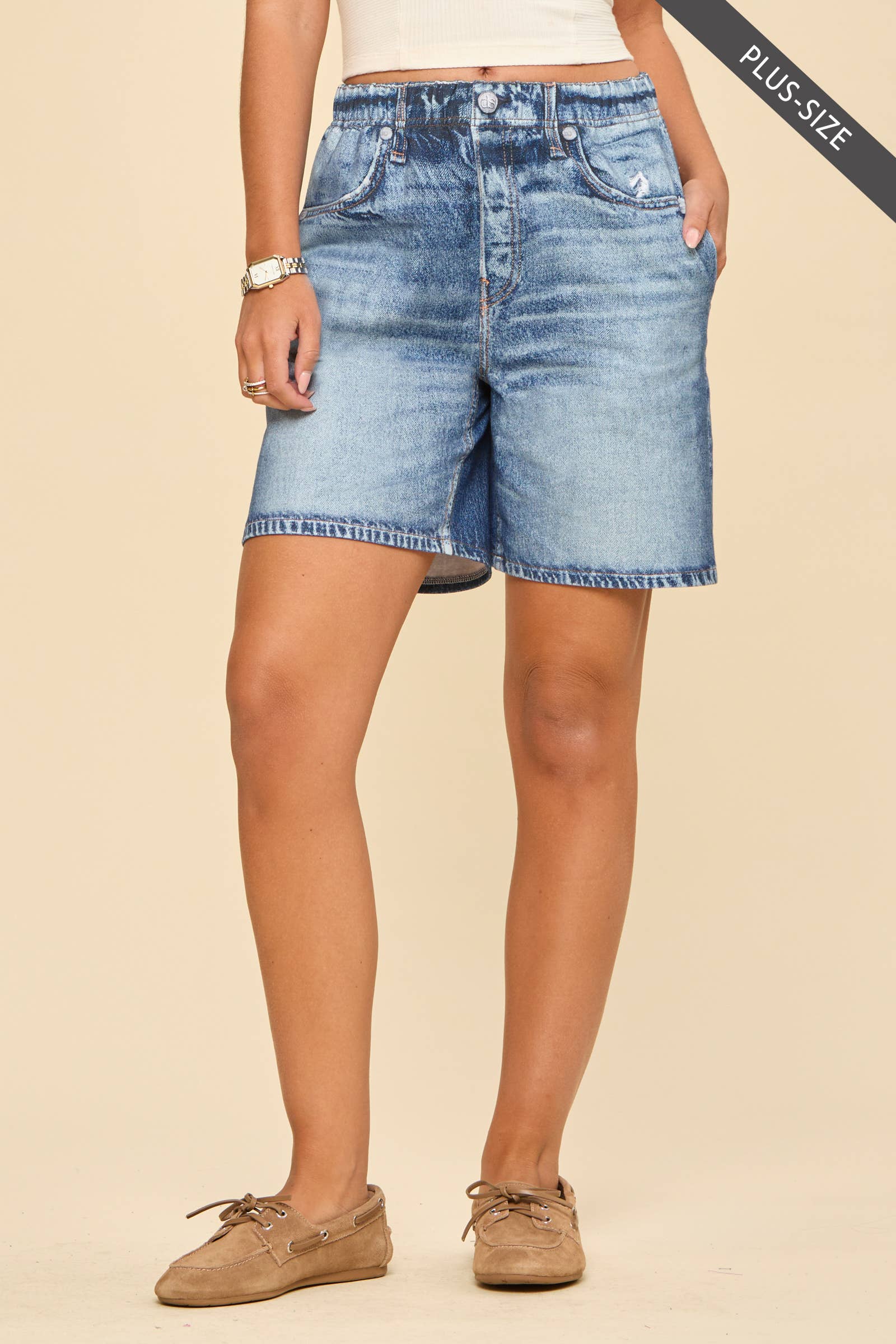 PLUS Zenim Shorts : Classic Denim