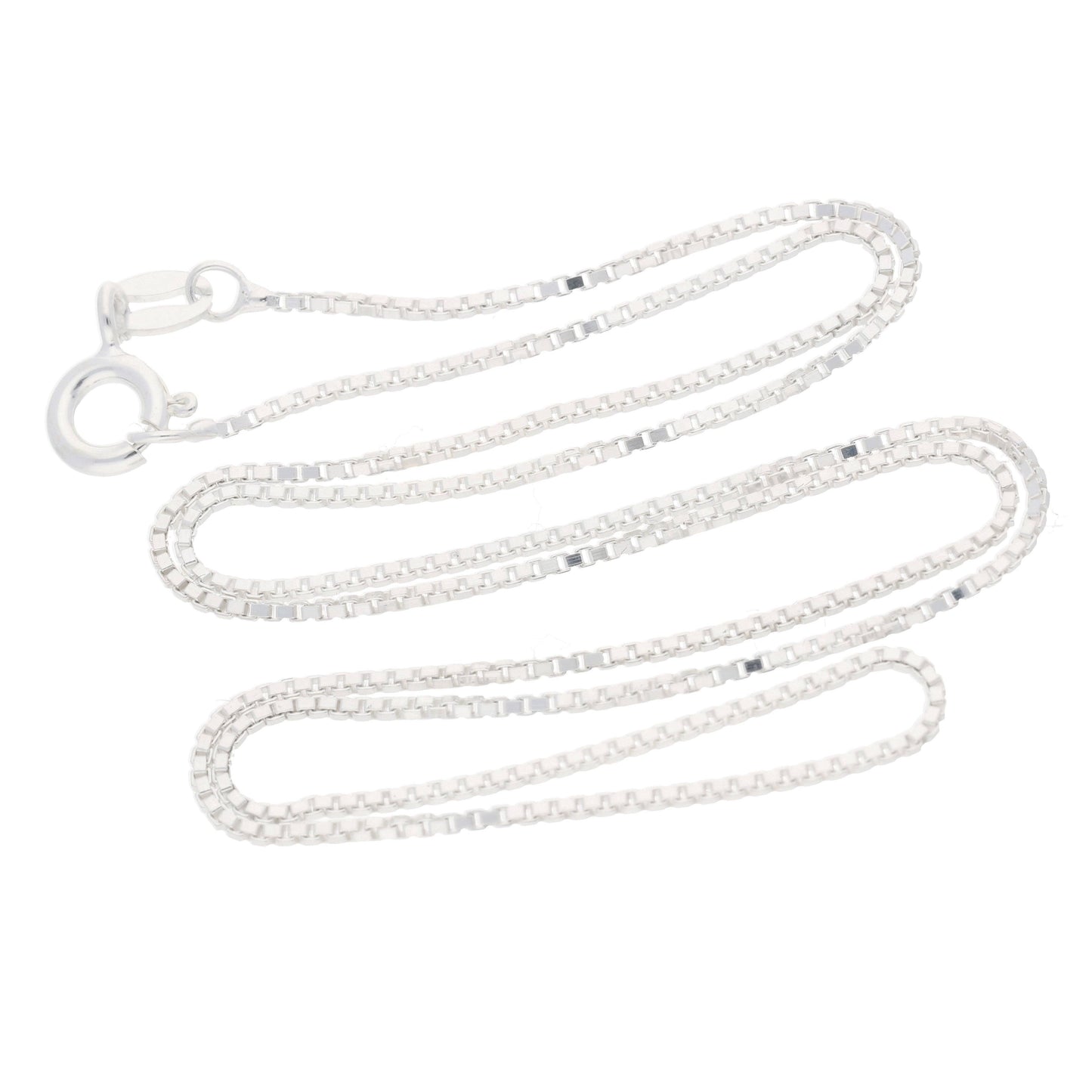 Italian 1mm Sterling Silver Box Link Chain Necklace: 18in
