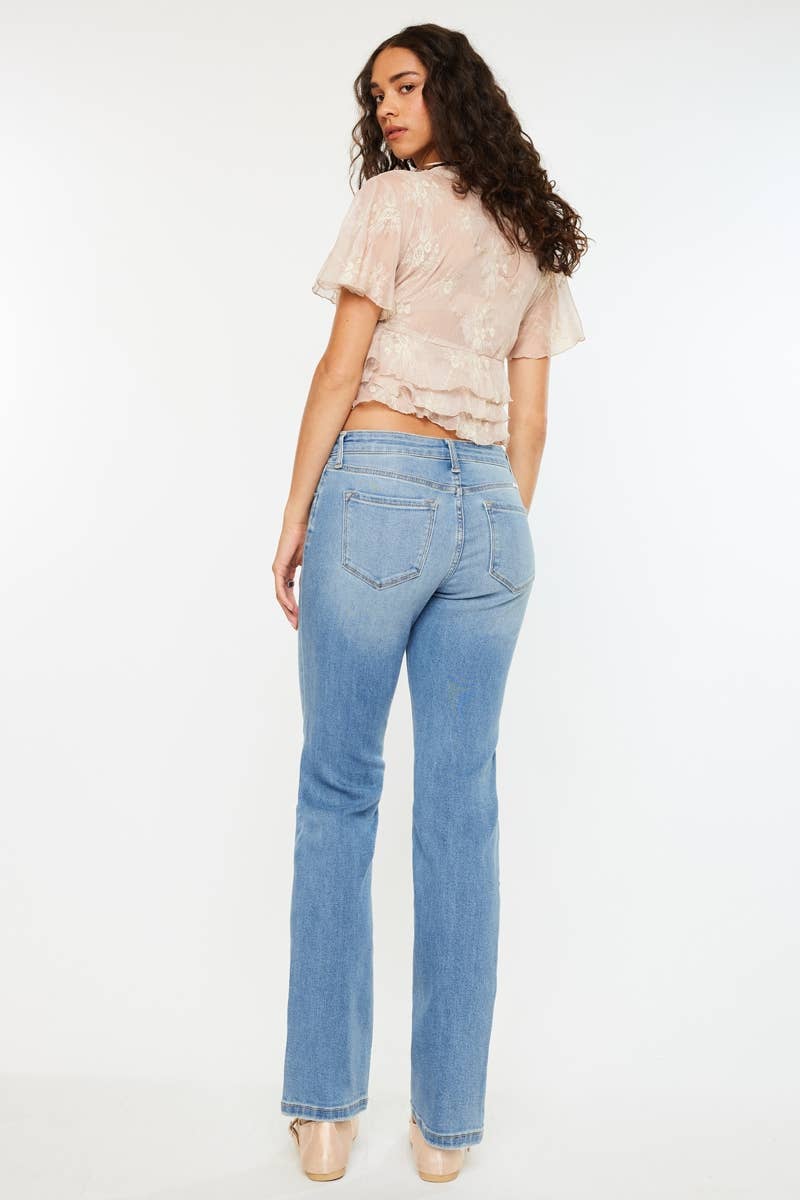 KAN CAN HIGH RISE SLIM STRAIGHT JEANS-MEDIUM WASH