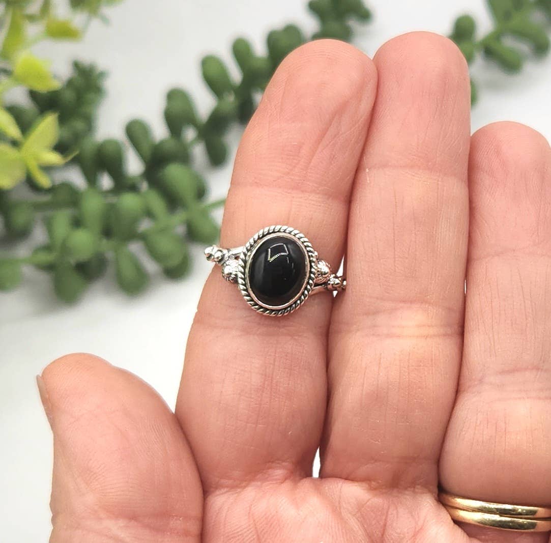 Black Onyx Sterling Silver/925 Ring Size 6