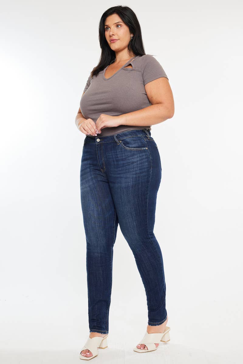 PLUS Kan Can MID RISE SUPER SKINNY JEANS DARK WASH