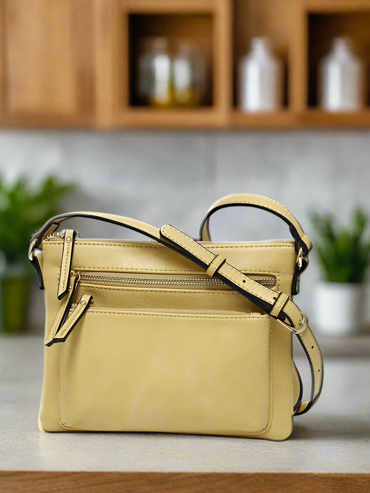 Sally Pebbled Grain Crossbody W/Zippered Pockets