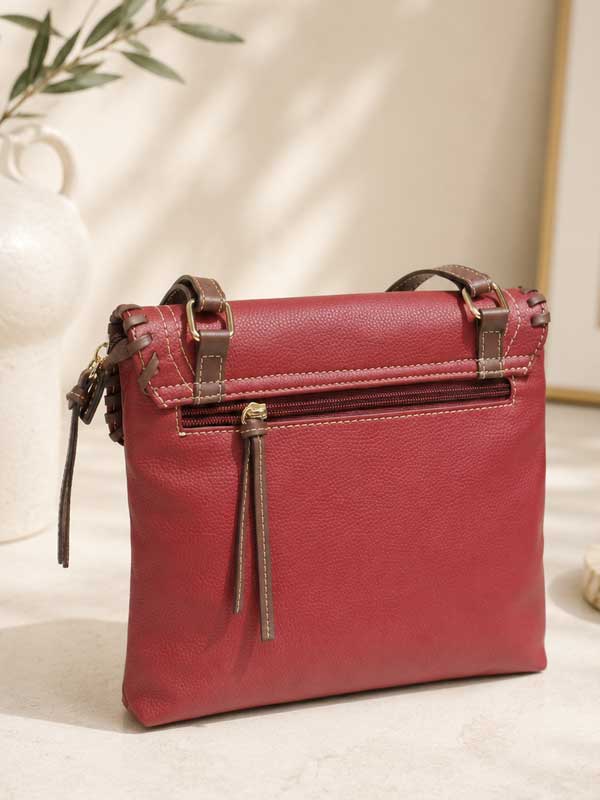 Gabby red microfiber vegan leather crossbody bag, photo 3 of 3