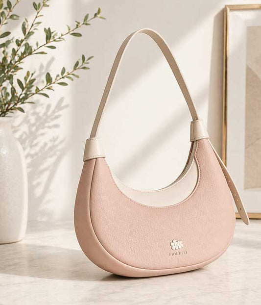 Cressie Crescent Shoulder Bag - Pink, vegan leather