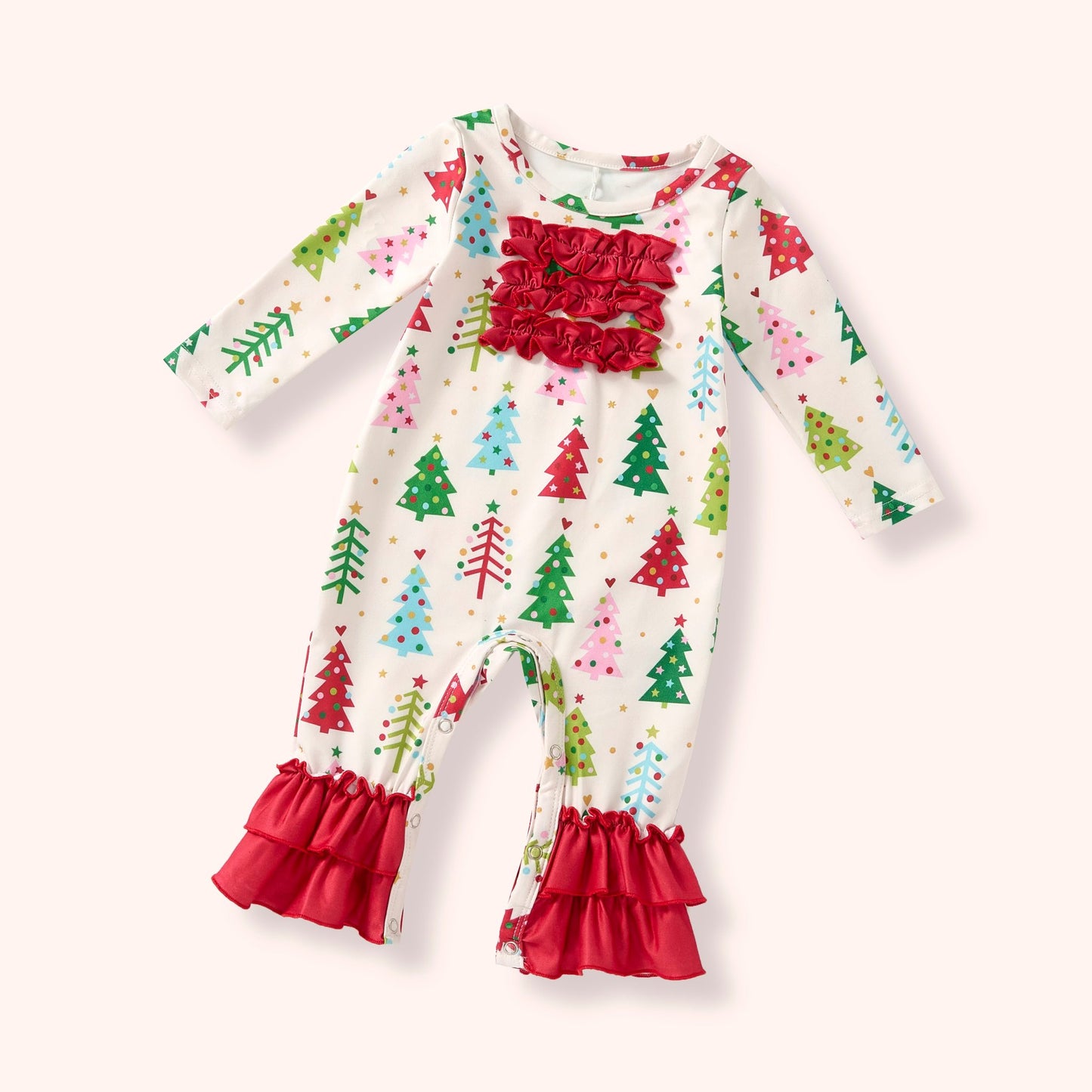Christmas Tree Splendor Girl Romper 6-9mos