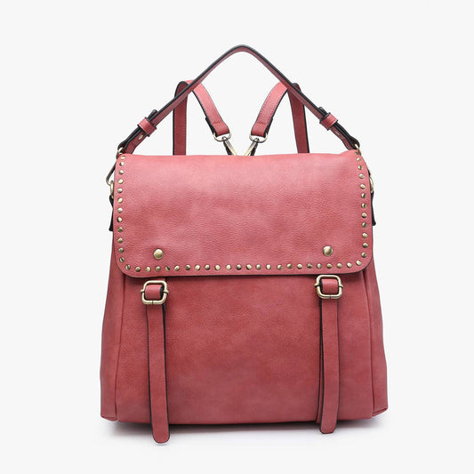 Indigo Backpack w/ Studded Details: Terracotta