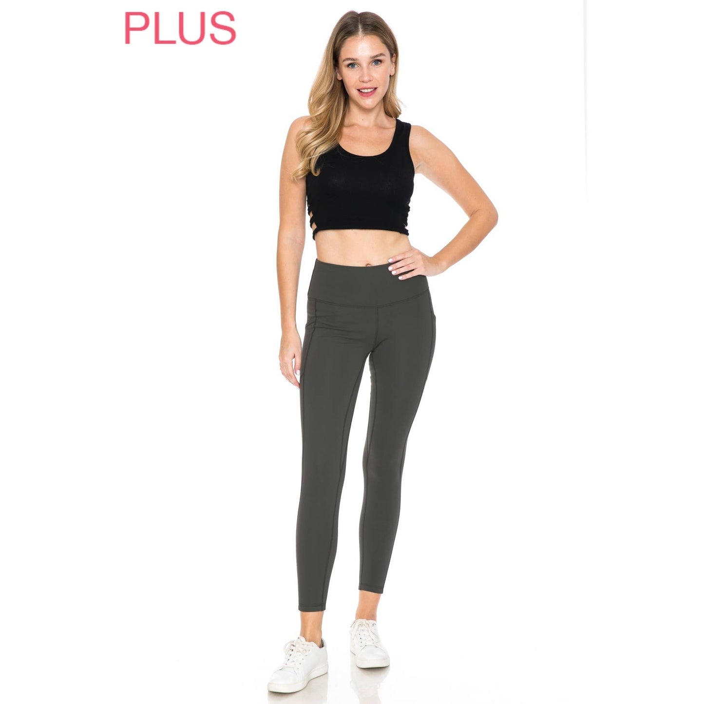 Plus Size Fleece Lined Activewear Leggings: Black