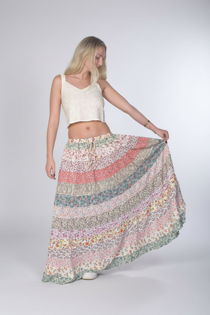 Tiered Panel Skirt: Multi