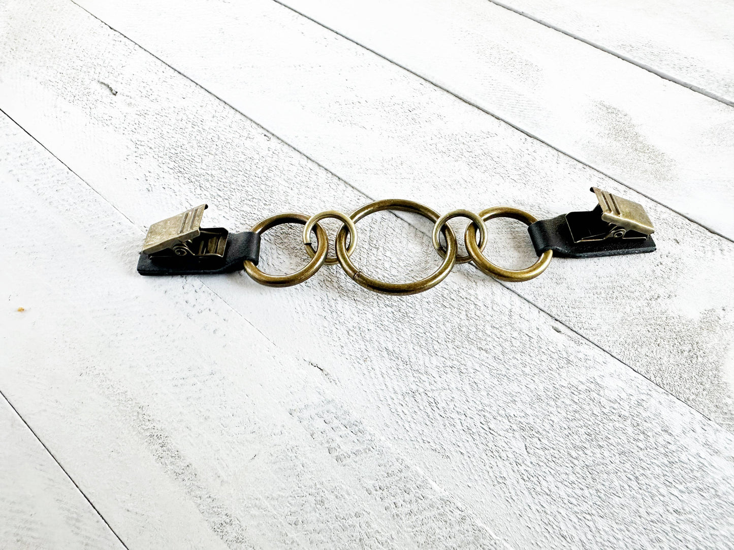 Bronze Rings Cinch Clip for Clothes, Belt Alternative: Brown