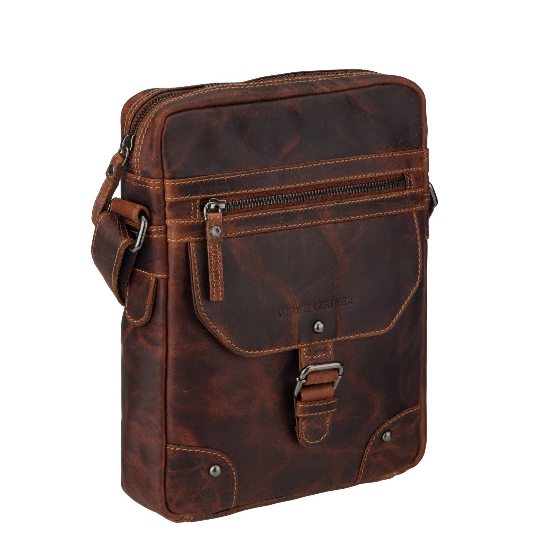 Denver Full-Grain Leather Crossbody Bag – Chestnut