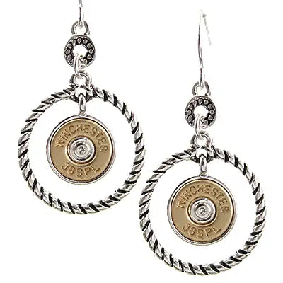 Gold Bullet Twisted Rope Ring Winchester Earrings