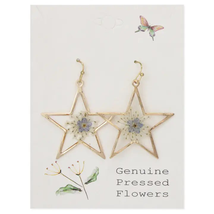 Gold Star Dried Flower Earrings