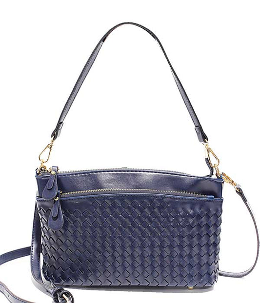 Meloney Woven Convertible Crossbody Bag - Navy Blue