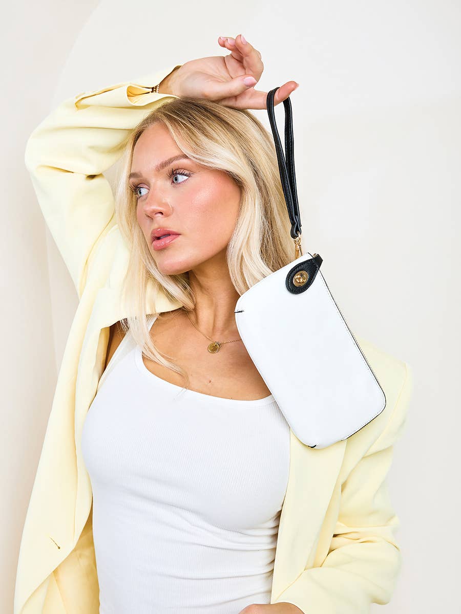 Kendall Twist Lock Crossbody/Wristlet Bag: Coffee