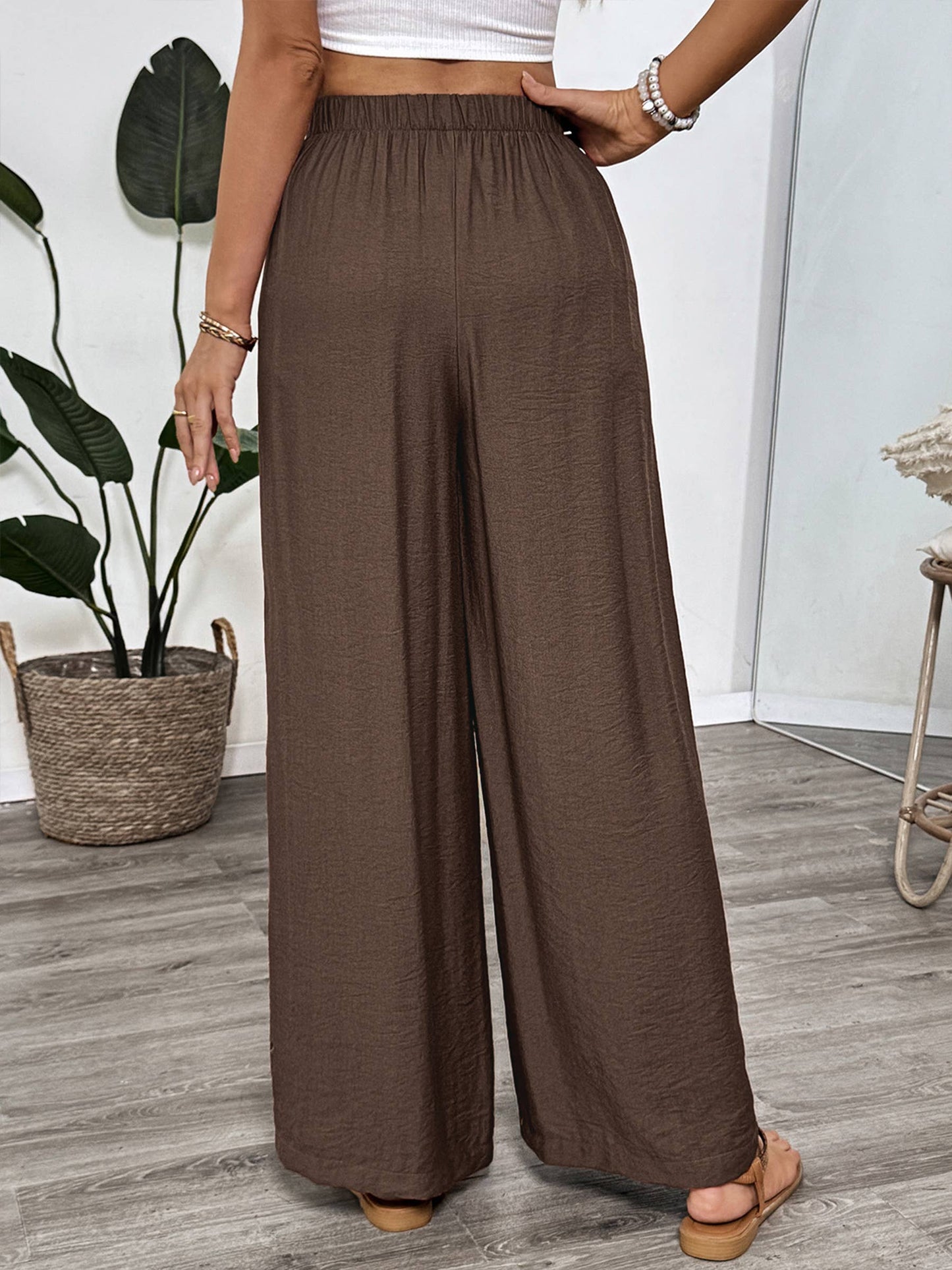 Loose Wide Leg Pants: Brown