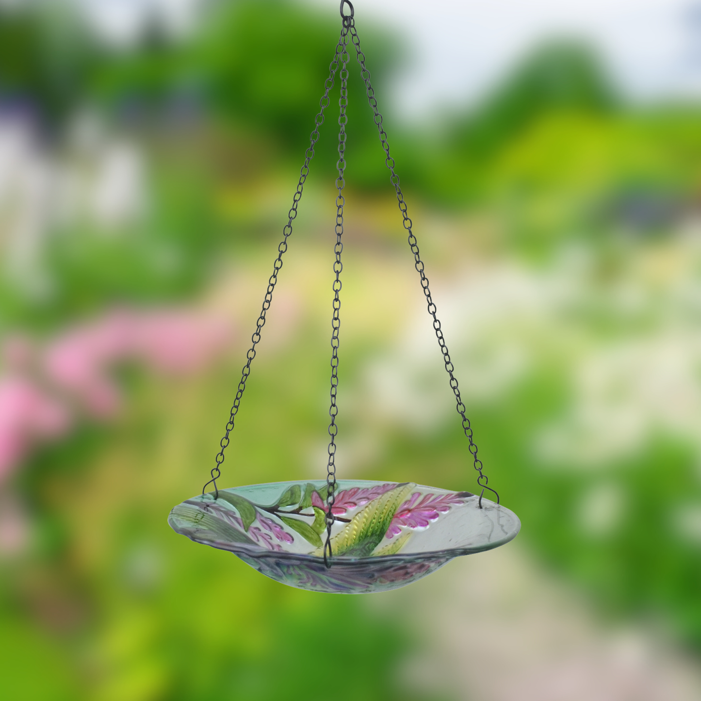 Hanging Birdbath with Hummingbird Design