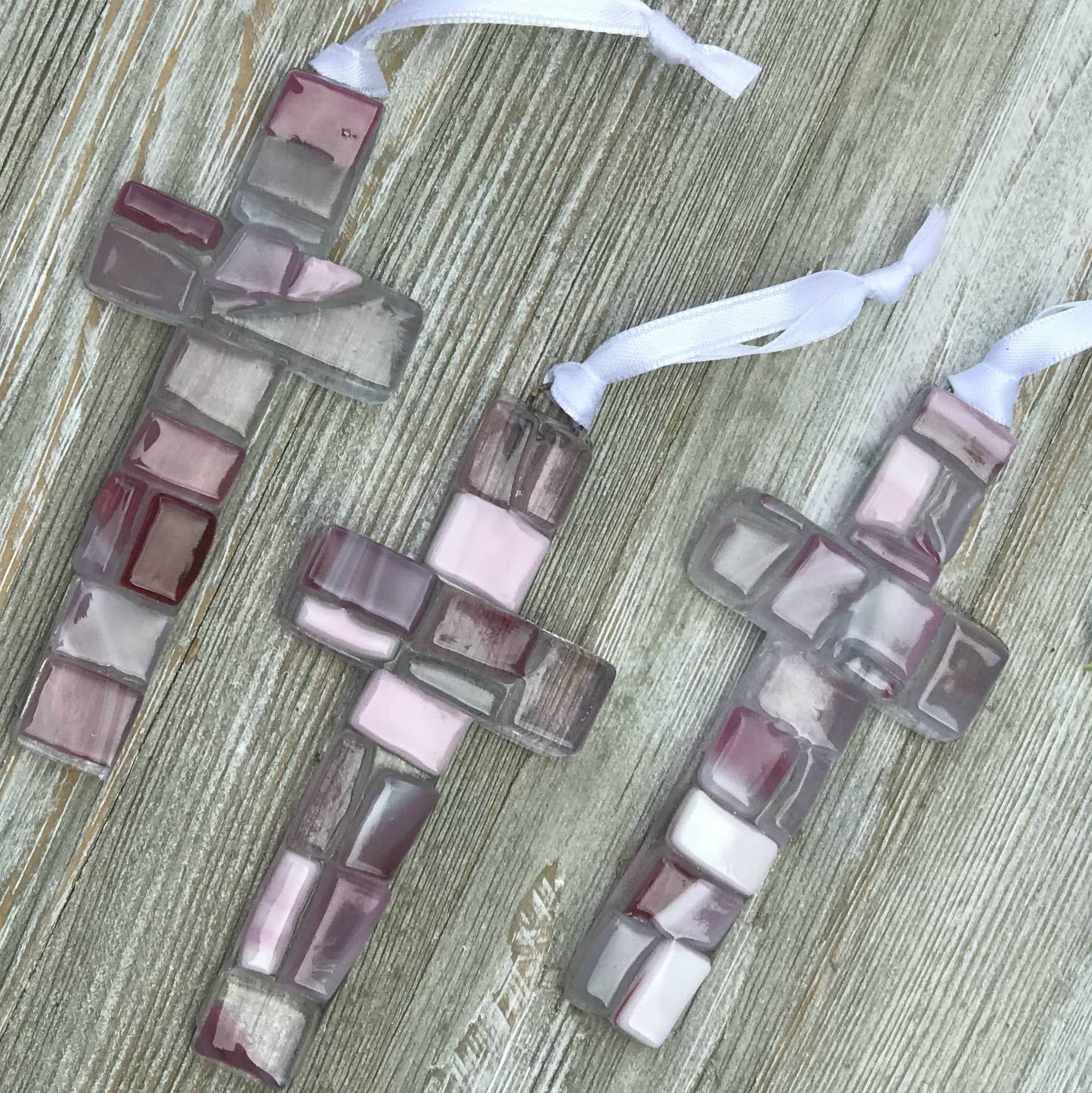New Baby Girl Mosaic Glass Cross