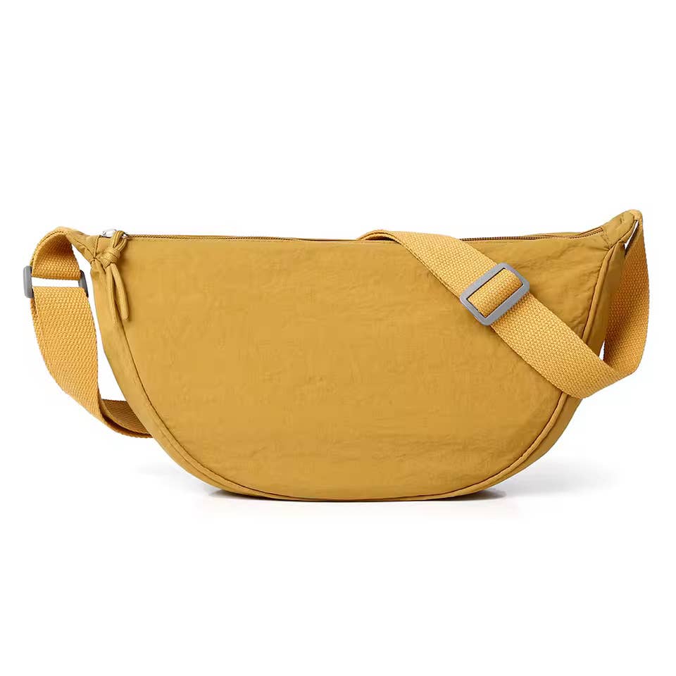 Round Nylon Crossbody Bag - Gold