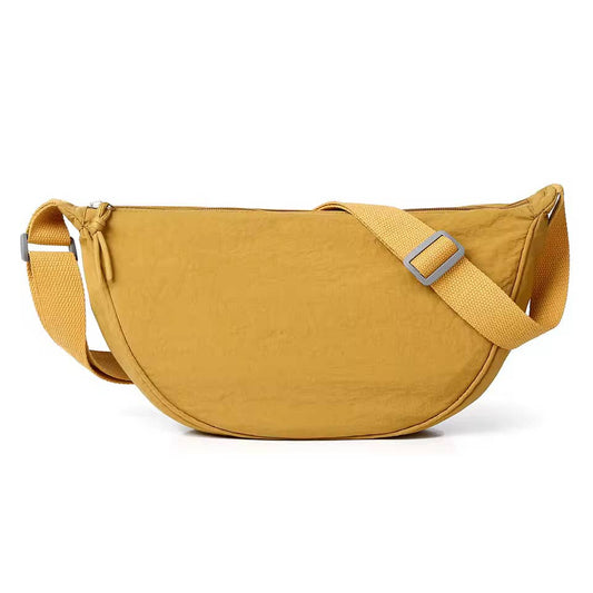 Round Nylon Crossbody Bag - Gold