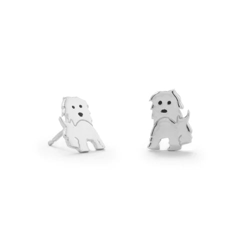 Polished Puppy Stud Earrings