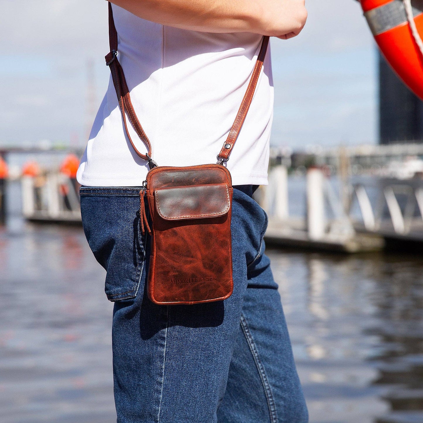 Freya Leather Sling Bag – Unisex – Chestnut